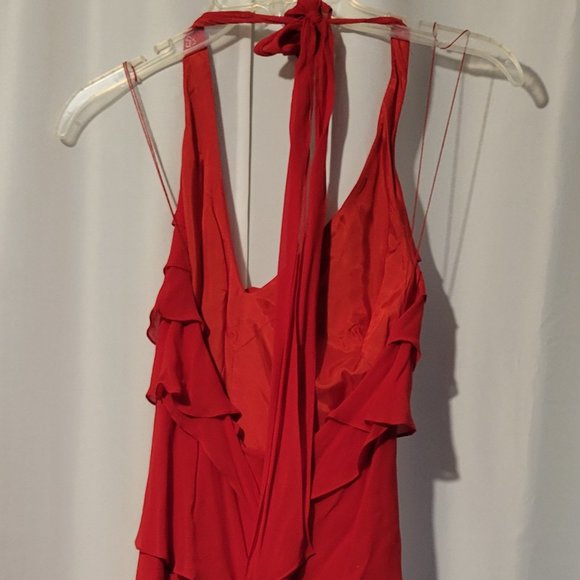 NWOT Cache silk ruffled dress with rosette size 4 - Picture 5 of 6